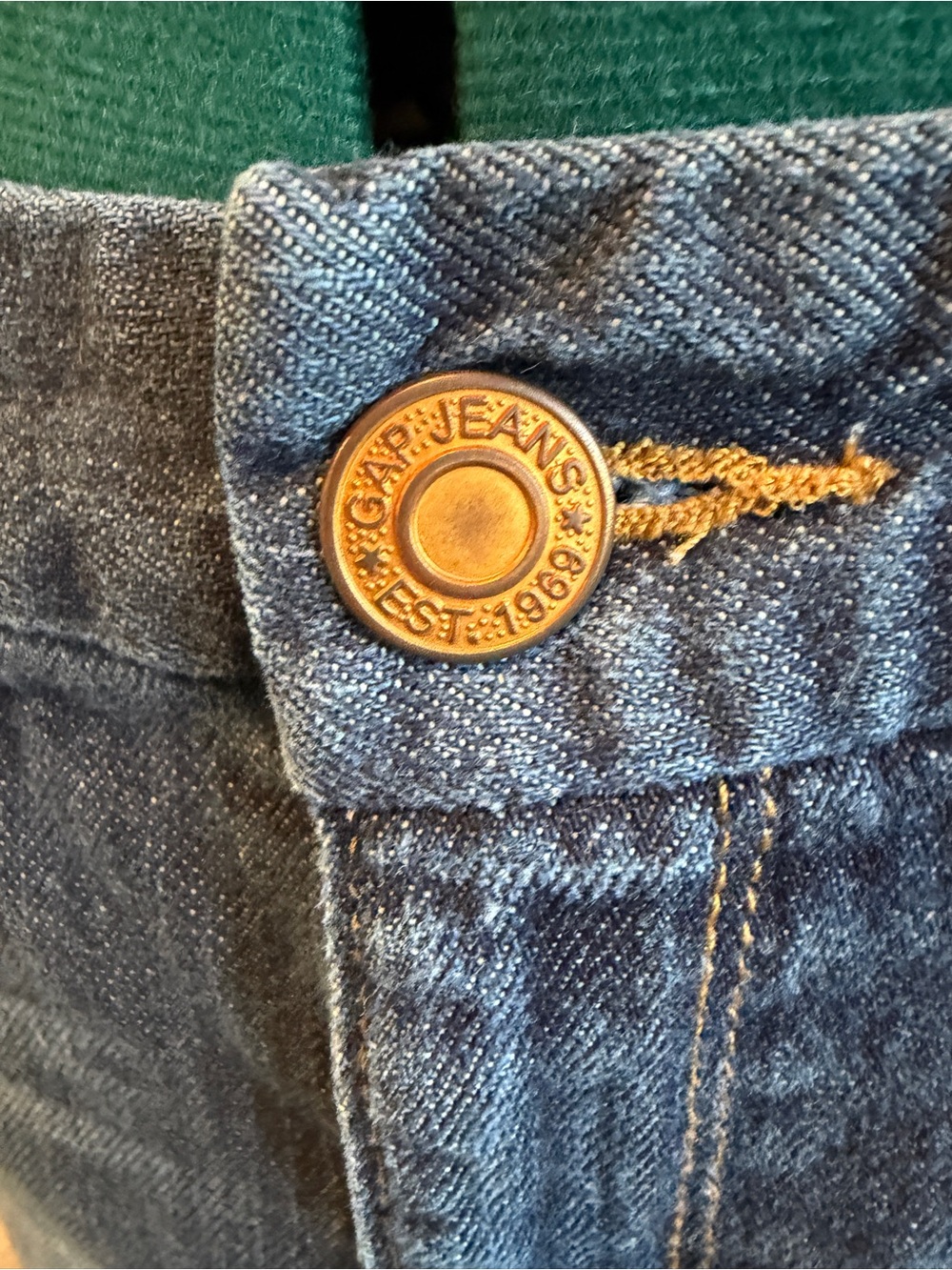 GAP Dark Blue Denim Skirt with Branded Button - Picture 3 of 9